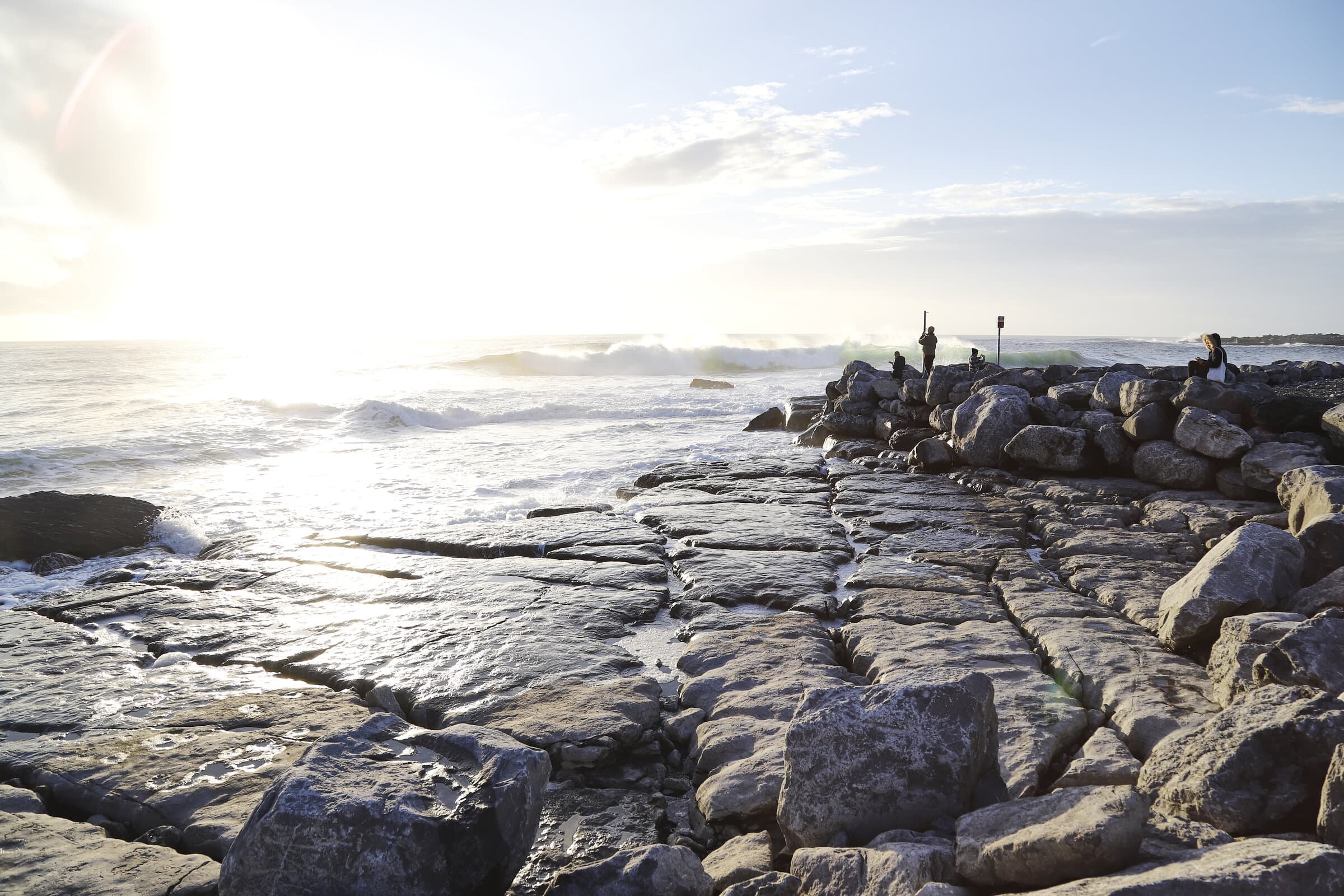 Waves crashing on a rocky shoreline