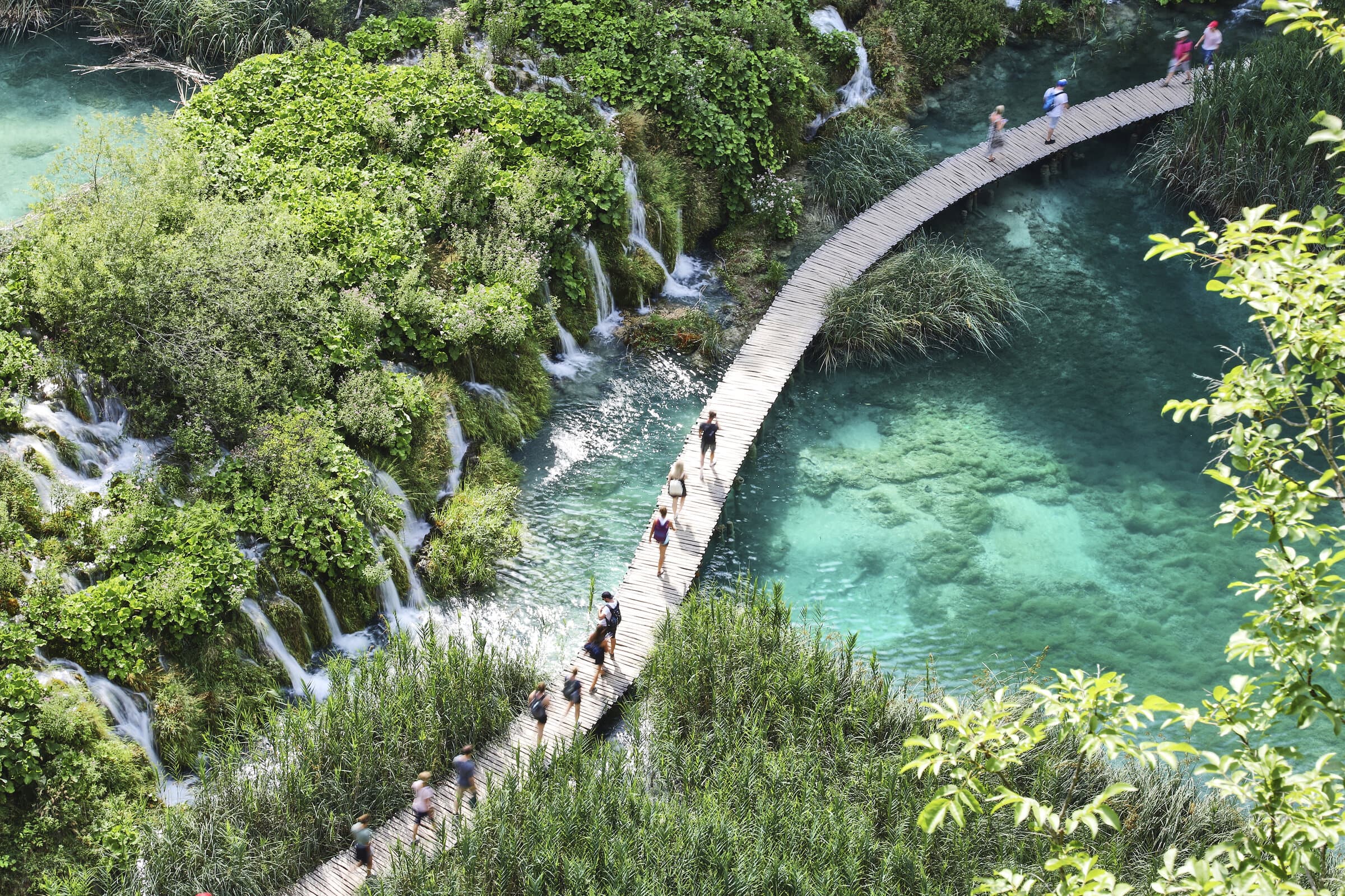 Turquoise waterfalls at Plitvice Lakes